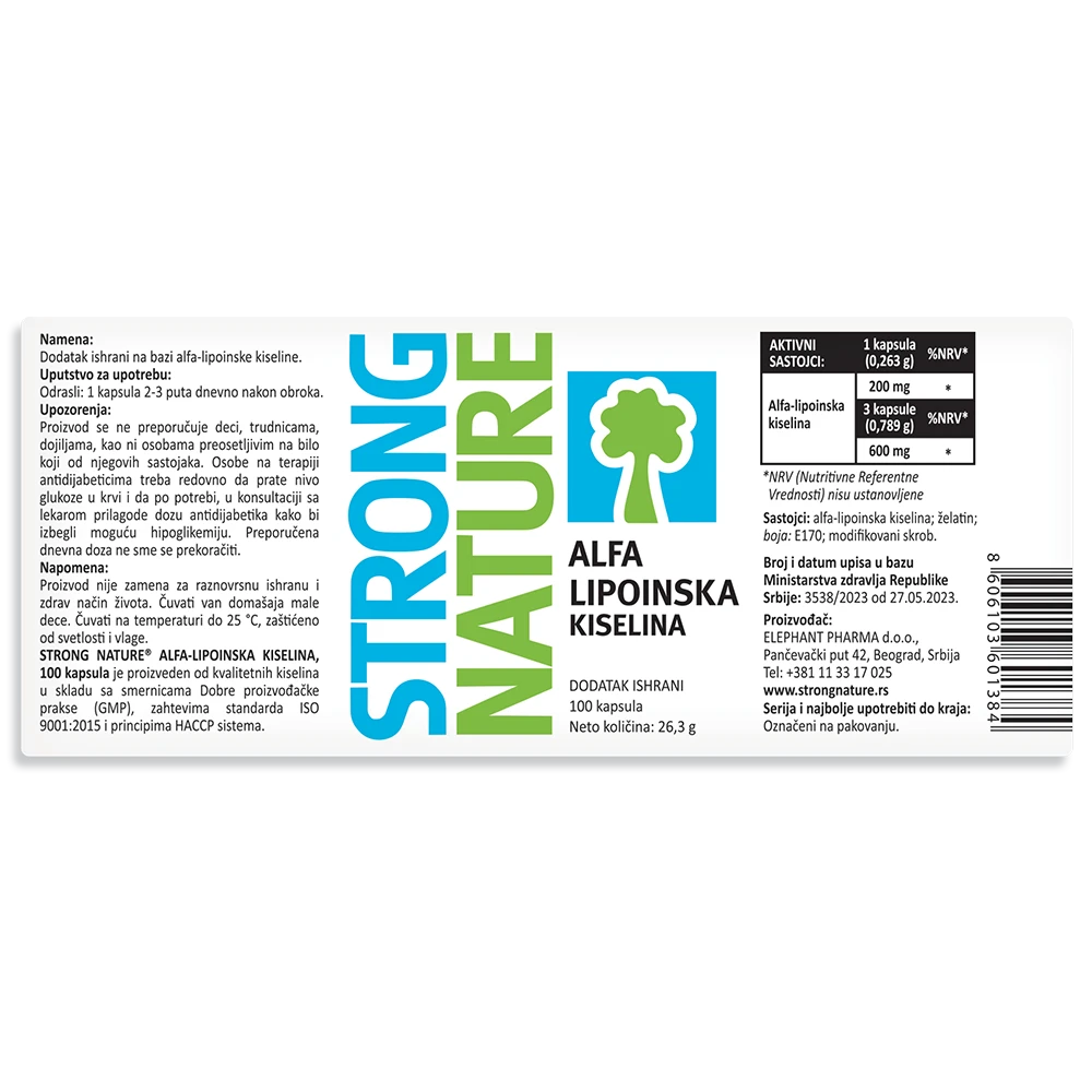 Strong Nature® <br />Alfalipoinska kiselina megapack, Paket 1+1 gratis