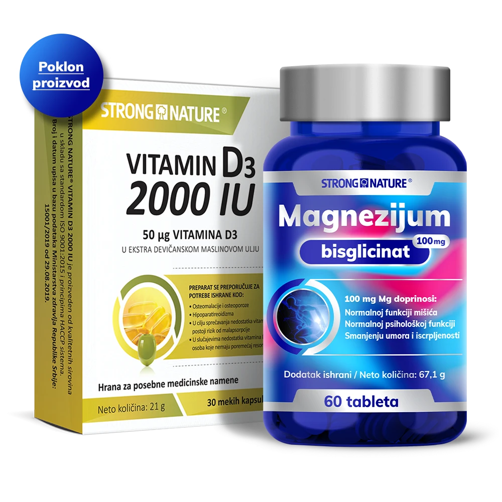 Magnezijum bisglicinat + D3 2000 GRATIS